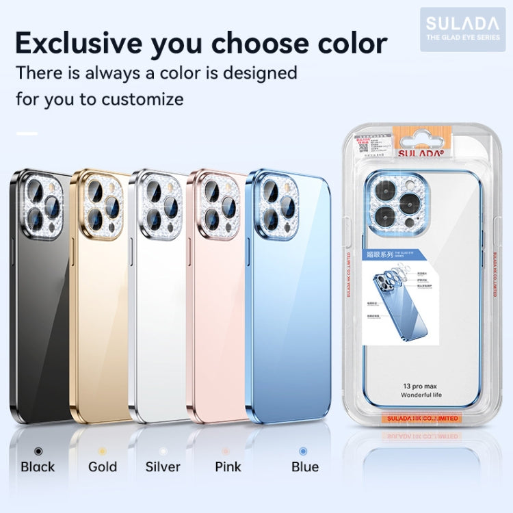 For iPhone 12 Pro Max SULADA Diamond Lens Protector Plated Frosted Case(Black) - iPhone 12 Pro Max Cases by SULADA | Online Shopping UK | buy2fix
