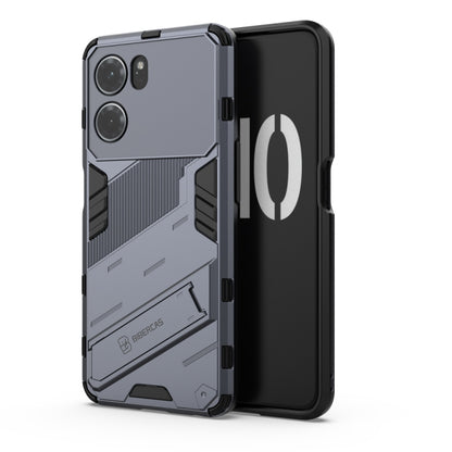 For OPPO K10 5G China Punk Armor 2 in 1 PC + TPU Shockproof Phone Case with Invisible Holder(Grey) - OPPO Cases by buy2fix | Online Shopping UK | buy2fix