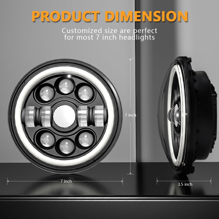 Car 7 inch Double Angel Eye Headlight - In Car by buy2fix | Online Shopping UK | buy2fix