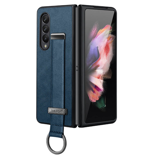 For Samsung Galaxy Z Fold3 5G SULADA Cool Series PC + Leather Texture Skin Feel Shockproof Phone Case(Blue) - Galaxy Phone Cases by SULADA | Online Shopping UK | buy2fix