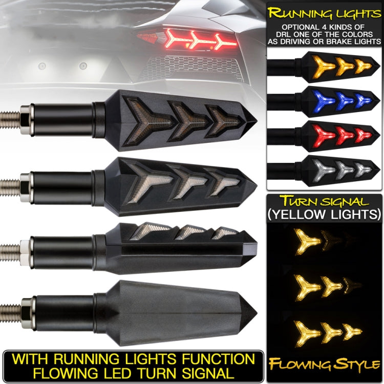 2 PCS KC031 Motorcycle Universal Flashing LED Turn Signal Brake Light(Yellow + White Light) - In Car by buy2fix | Online Shopping UK | buy2fix