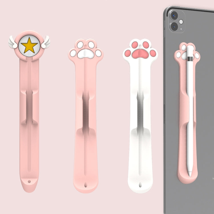 Stylus Silicone Magnetic Cartoon Pen Holder For Apple Pencil 1/2(Pink Cat Paw) - Pencil Accessories by buy2fix | Online Shopping UK | buy2fix