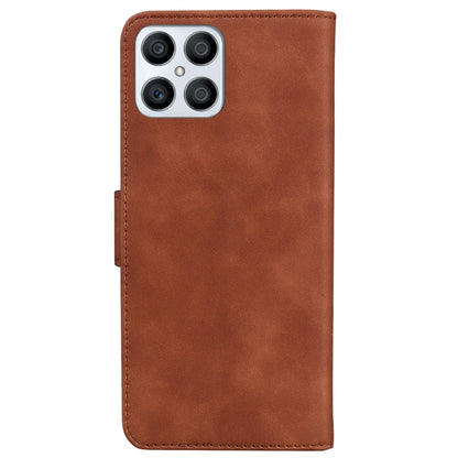 For Honor X8 Skin Feel Pure Color Flip Leather Phone Case(Brown) - Mobile Accessories by buy2fix | Online Shopping UK | buy2fix