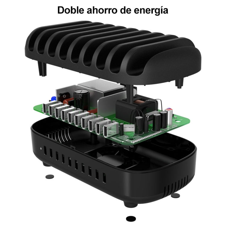 ORICO DUK-10P-DX 120W 5V 2.4A 10 Ports USB Charging Station, EU Plug(Black) - Multifunction Charger by ORICO | Online Shopping UK | buy2fix