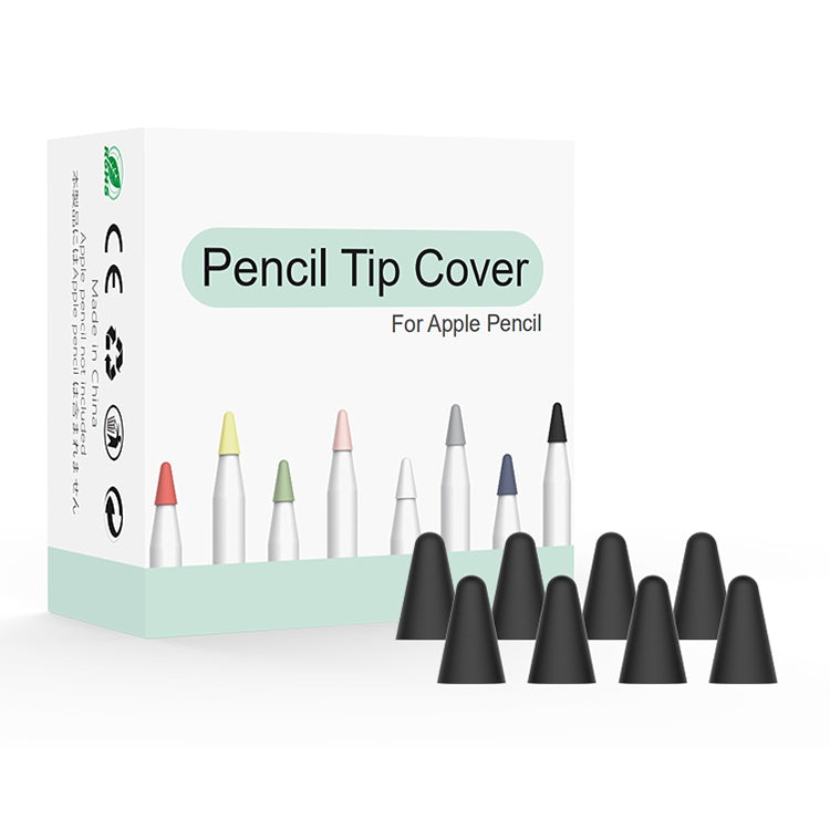 8 PCS / Set Universal Wearable Stylus Nib Cover For Apple Pencil 1 / 2(Black) - Pencil Accessories by buy2fix | Online Shopping UK | buy2fix