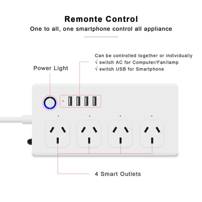 ZigBee 10A SM-SO301-A 4 Holes + 4 USB 2000W Multi-purpose Smart Power Strip, AU Plug - Consumer Electronics by buy2fix | Online Shopping UK | buy2fix