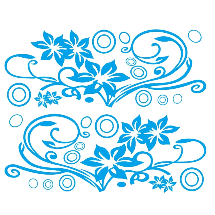 2 PCS/Set D-75 Flower Vine Pattern Car Modified Decorative Sticker(Blue) - In Car by buy2fix | Online Shopping UK | buy2fix