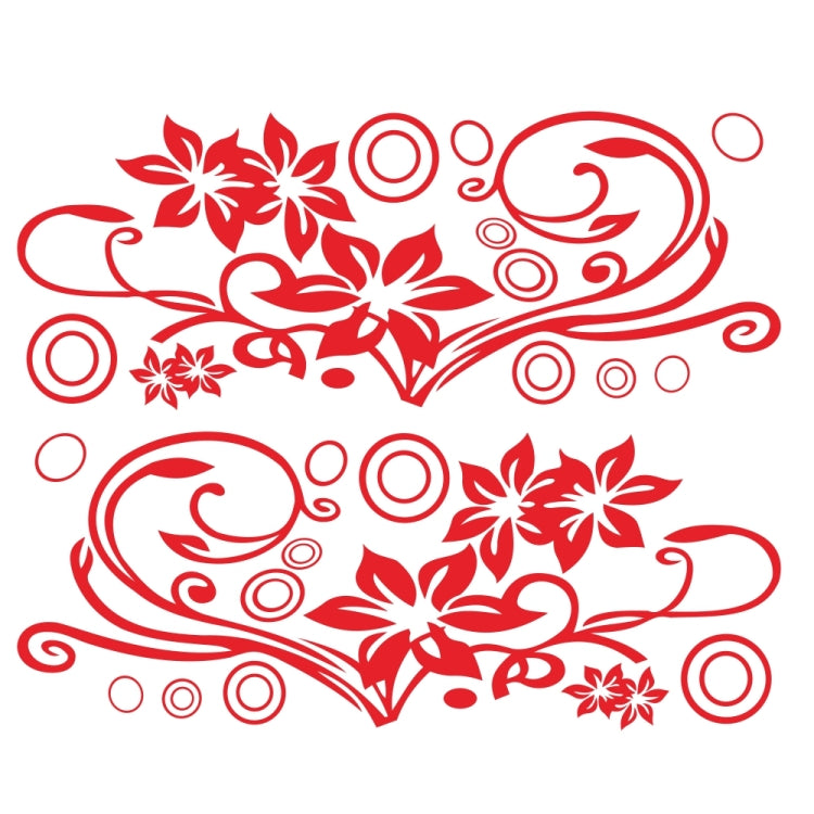 2 PCS/Set D-75 Flower Vine Pattern Car Modified Decorative Sticker(Red) - In Car by buy2fix | Online Shopping UK | buy2fix