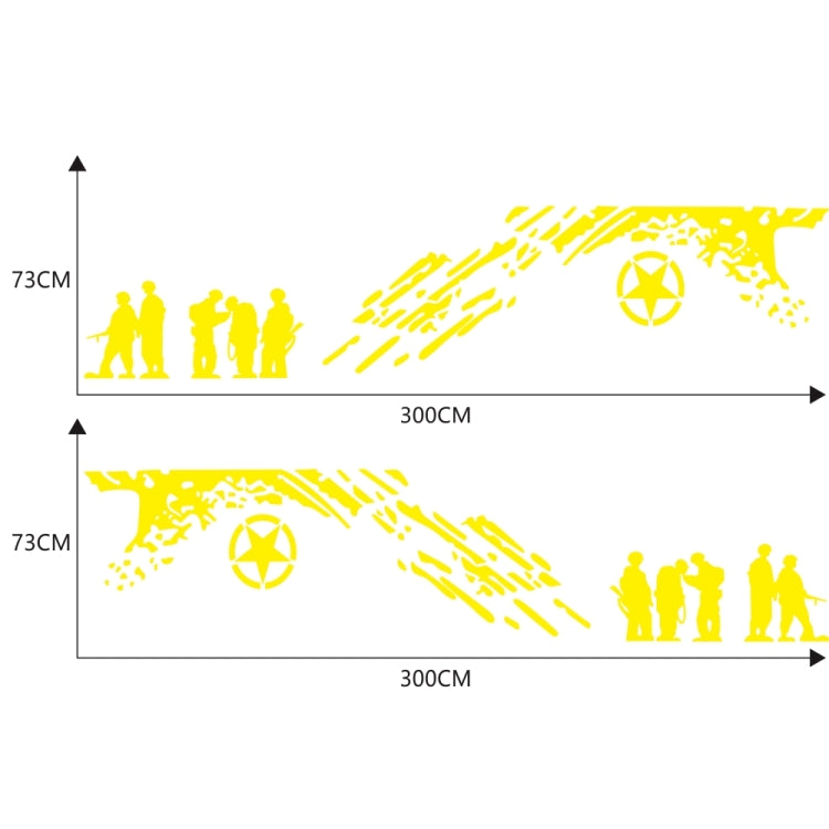 2 PCS/Set D-123 Soldiers Pattern Car Modified Decorative Sticker(Yellow) - In Car by buy2fix | Online Shopping UK | buy2fix