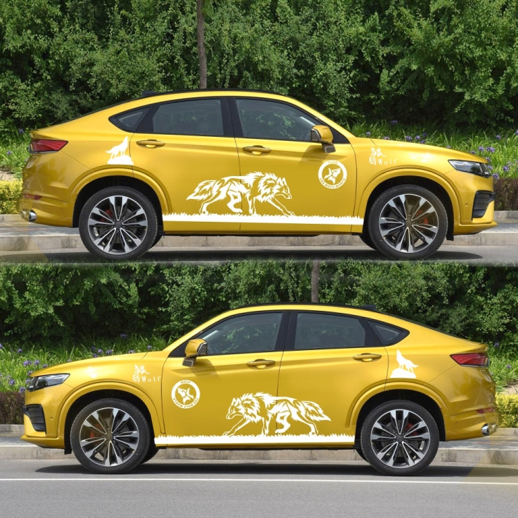 2 PCS/Set D-180 Wolf Totem Pattern Car Modified Decorative Sticker(White) - In Car by buy2fix | Online Shopping UK | buy2fix