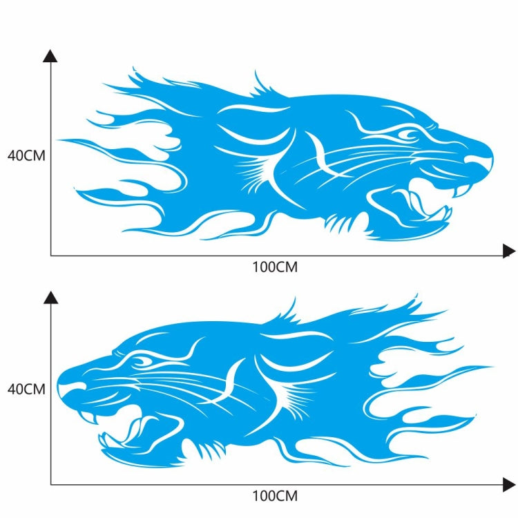 2 PCS/Set D-417 Lion Pattern Car Modified Decorative Sticker(Blue) - In Car by buy2fix | Online Shopping UK | buy2fix