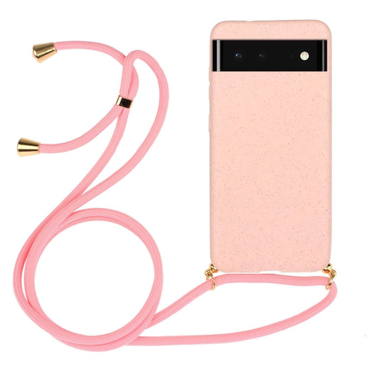 For Google Pixel 6 Wheat Straw Material + TPU Protective Case with Lanyard(Pink) - Mobile Accessories by buy2fix | Online Shopping UK | buy2fix