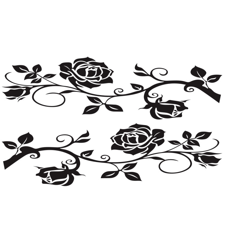 2 PCS/Set D-545 Rose Pattern Car Modified Decorative Sticker(Black) - In Car by buy2fix | Online Shopping UK | buy2fix