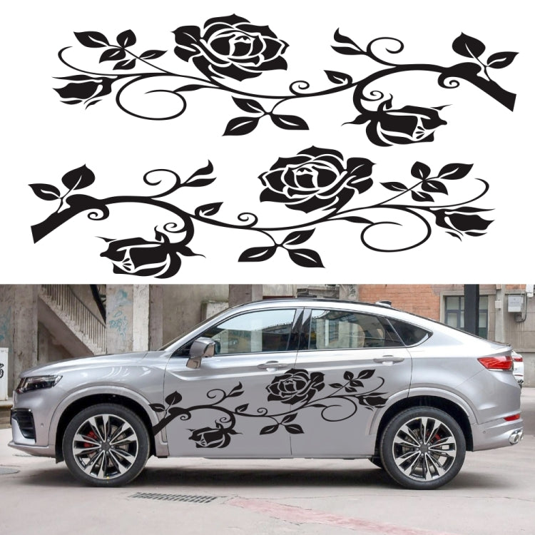 2 PCS/Set D-545 Rose Pattern Car Modified Decorative Sticker(Red) - In Car by buy2fix | Online Shopping UK | buy2fix