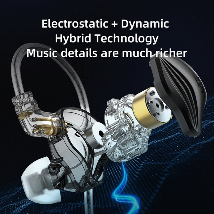 KZ-ZEX 1.2m Electrostatic Dynamic In-Ear Sports Music Headphones, Style:Without Microphone(Rose Gold) - In Ear Wired Earphone by KZ | Online Shopping UK | buy2fix