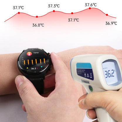 E300 1.32 Inch Screen Leather Watch Strap Smart Health Watch Supports Body Temperature Monitoring, ECG monitoring blood pressure(Black) - Smart Wear by buy2fix | Online Shopping UK | buy2fix