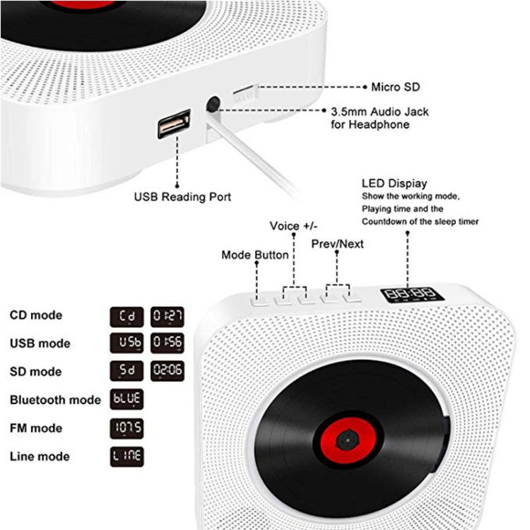 Kecag KC-809 10W Portable Bluetooth Album CD Player Player(Pink) - Consumer Electronics by Kecag | Online Shopping UK | buy2fix