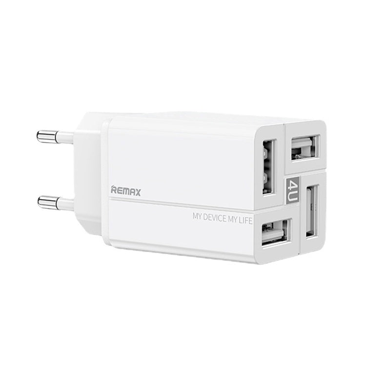 REMAX RP-U43 3.4A 4 USB Port Fast Charger, Specification:EU Plug(White) - USB Charger by REMAX | Online Shopping UK | buy2fix