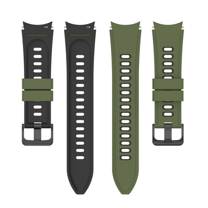 For Samsung Galaxy Watch5 Pro 45mm/5 44mm/5 40mm Two-color Silicone Strap Watch Band(Army Green Black) - Smart Wear by buy2fix | Online Shopping UK | buy2fix