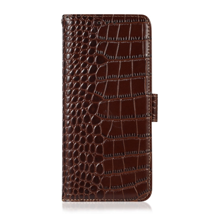 For Motorola Moto G32 Crocodile Top Layer Cowhide Leather Phone Case(Brown) - Motorola Cases by buy2fix | Online Shopping UK | buy2fix