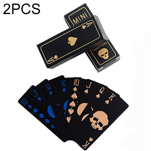 2 PCS Plastic Frosted Waterproof PVC Poker Cards, Size:3.2 x 8.7cm(Blue+Gold) - Gambling by buy2fix | Online Shopping UK | buy2fix
