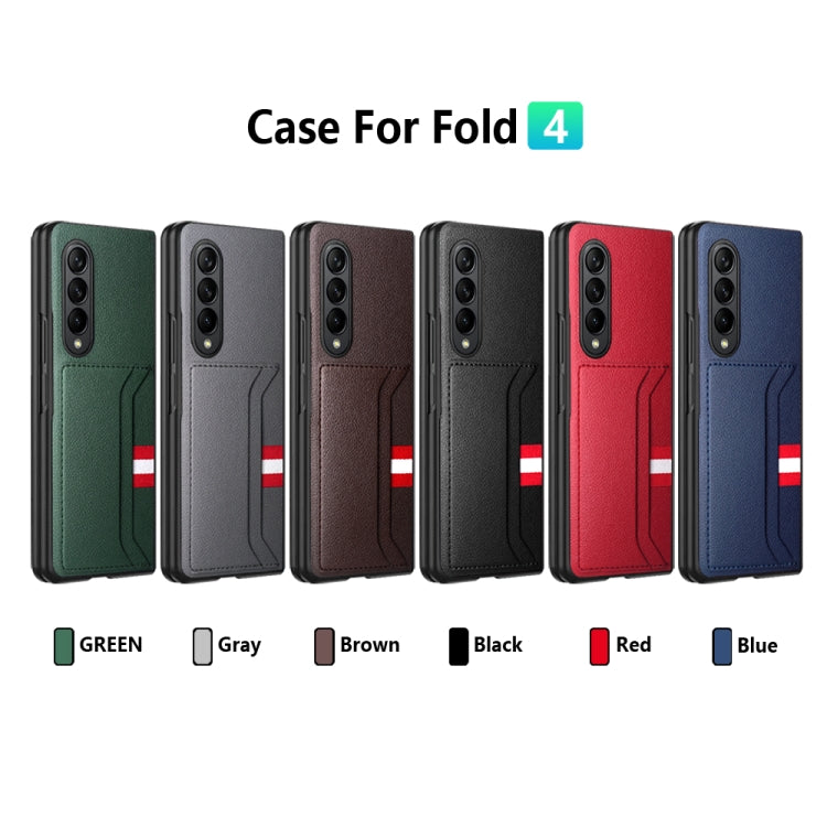 For Samsung Galaxy Z Fold4 5G GKK Litchi Texture Card Slot Phone Case(Green) - Galaxy Z Fold4 5G Cases by GKK | Online Shopping UK | buy2fix