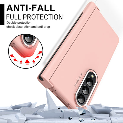 For Samsung Galaxy Z Fold4 Skin Feel Two-color Contact Lens Hinge Flip Phone Case with Pen Slot(Pink) - Galaxy Z Fold4 5G Cases by buy2fix | Online Shopping UK | buy2fix