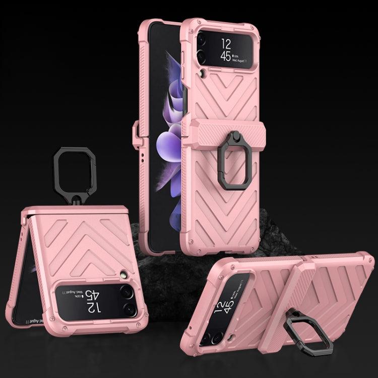 For Samsung Galaxy Z Flip4 GKK Sliding Camshield Magnetic Armor Flip Phone Case with Ring Holder(Sweet Pink) - Galaxy Z Flip4 5G Cases by GKK | Online Shopping UK | buy2fix