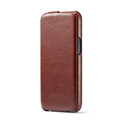 For iPhone 14 Pro Max Fierre Shann Oil Wax Texture Vertical Flip PU Phone Case (Brown) - iPhone 14 Pro Max Cases by FIERRE SHANN | Online Shopping UK | buy2fix