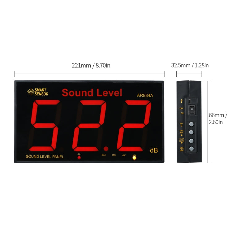 SmartSensor AR884A Smart Wall Mounted Sound Level Meter, EU/US Plug - Light & Sound Meter by buy2fix | Online Shopping UK | buy2fix