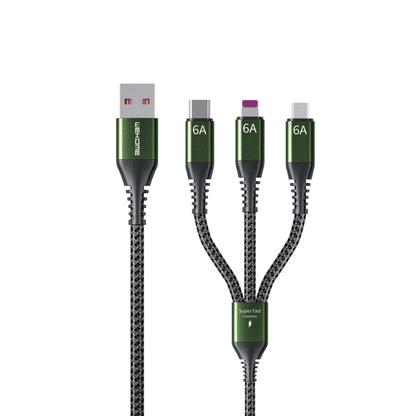 WEKOME WDC-170 Raython Series 6A 3 in 1 USB to 8 Pin+Type-C+Micro USB Fast Charge Data Cable Length: 1.2m(Black) -  by WK | Online Shopping UK | buy2fix