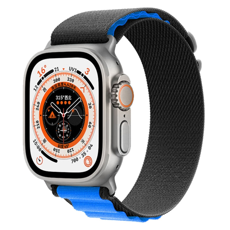 For Apple Watch Ultra 49mm Nylon Watch Band (Black Blue) - Watch Bands by buy2fix | Online Shopping UK | buy2fix