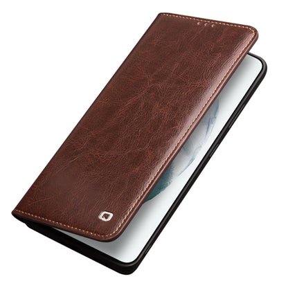 For Samsung Galaxy S21 5G QIALINO Genuine Leather Phone Case(Brown) - Galaxy S21 5G Cases by QIALINO | Online Shopping UK | buy2fix