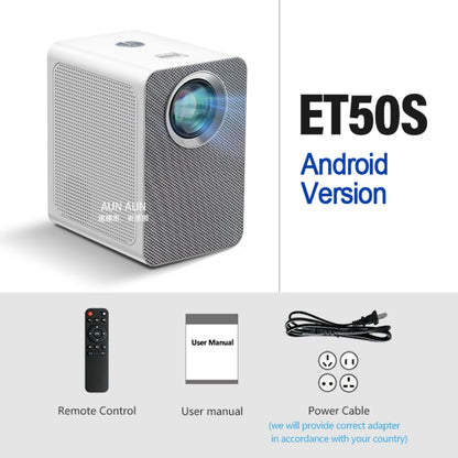 AUN ET50 4 inch 180 Lumens 1920x1080P Smart LED Mini Projector, Plug Type:UK Plug(White) - Consumer Electronics by AUN | Online Shopping UK | buy2fix