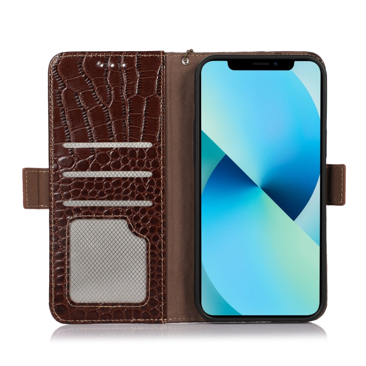 For Motorola Moto E22/E22i Crocodile Top Layer Cowhide Leather Phone Case(Brown) - Motorola Cases by buy2fix | Online Shopping UK | buy2fix