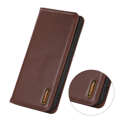 For Samsung Galaxy S23 5G KHAZNEH Nappa Top Layer Cowhide Leather Phone Case(Brown) - Galaxy S23 5G Cases by buy2fix | Online Shopping UK | buy2fix