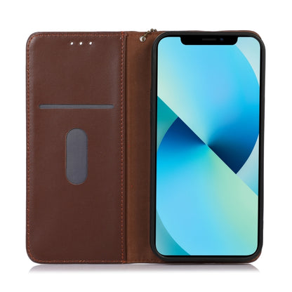 For Samsung Galaxy S23 5G KHAZNEH Nappa Top Layer Cowhide Leather Phone Case(Brown) - Galaxy S23 5G Cases by buy2fix | Online Shopping UK | buy2fix