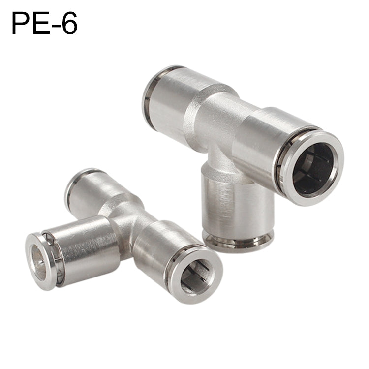 PE-6 LAIZE Nickel Plated Copper Tee Pneumatic Quick Fitting Connector -  by LAIZE | Online Shopping UK | buy2fix