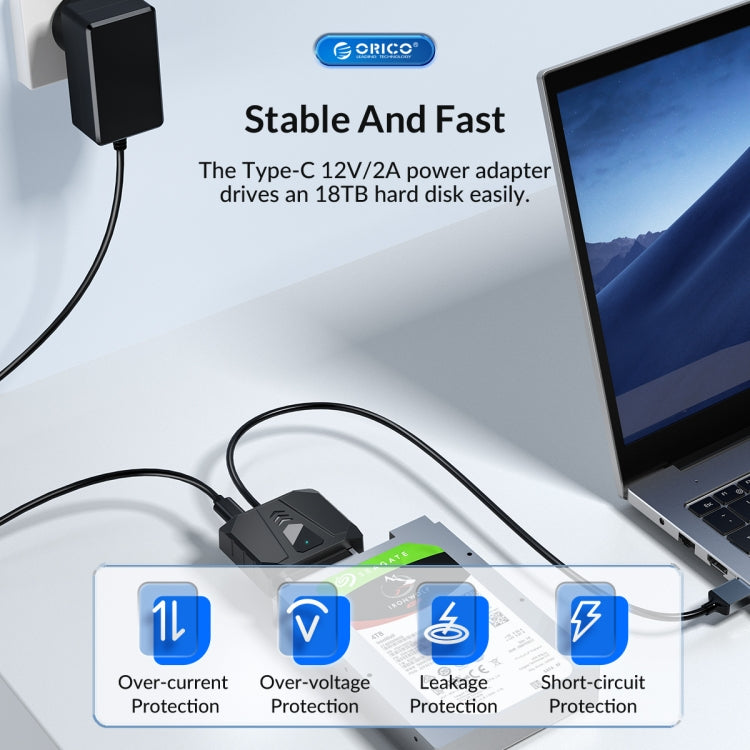 ORICO UTS1 USB 3.0 2.5-inch SATA HDD Adapter with 12V 2A Power Adapter, Cable Length:0.5m(US Plug) - USB to IDE / SATA by ORICO | Online Shopping UK | buy2fix