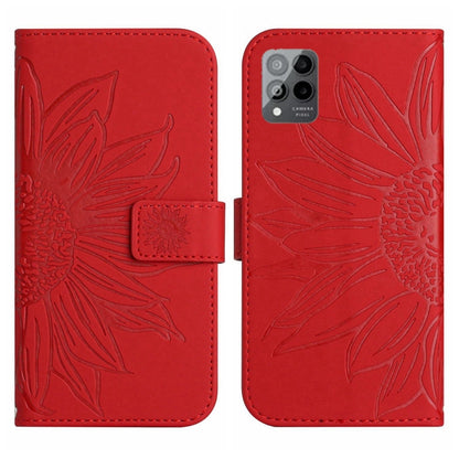 For T-Mobile Revvl 6 Pro 5G Skin Feel Sun Flower Pattern Flip Leather Phone Case with Lanyard(Red) - More Brand by buy2fix | Online Shopping UK | buy2fix