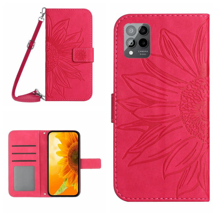 For T-Mobile Revvl 6 Pro 5G Skin Feel Sun Flower Pattern Flip Leather Phone Case with Lanyard(Rose Red) - More Brand by buy2fix | Online Shopping UK | buy2fix