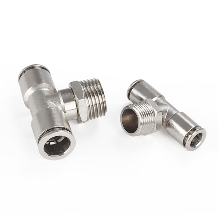 PB8-04 LAIZE Nickel Plated Copper Male Tee Branch Pneumatic Quick Connector -  by LAIZE | Online Shopping UK | buy2fix