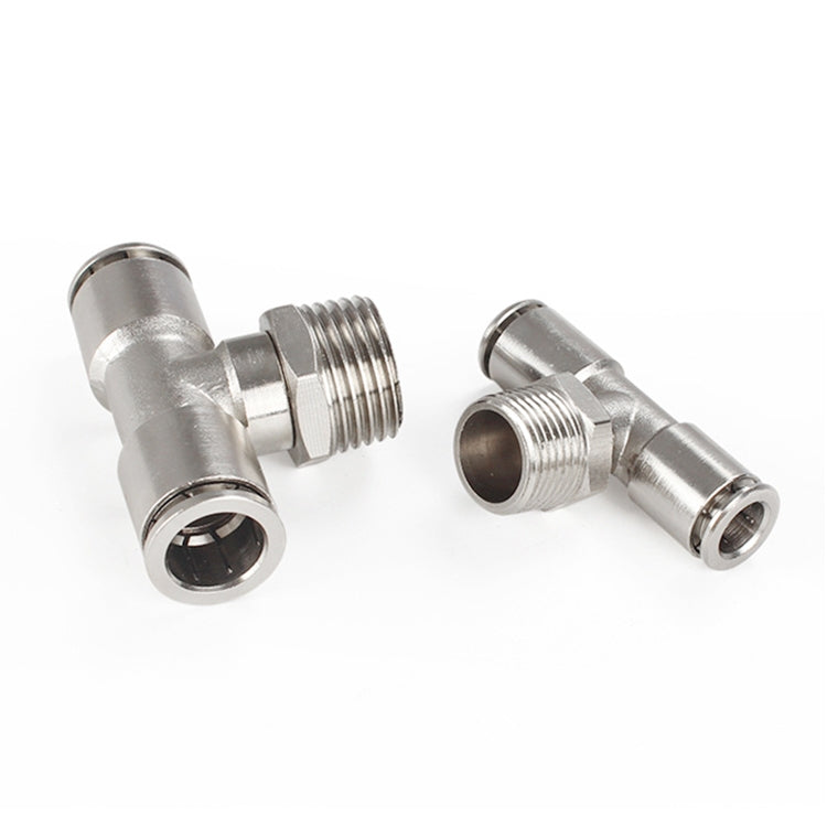 PB12-03 LAIZE Nickel Plated Copper Male Tee Branch Pneumatic Quick Connector - Interface Series by LAIZE | Online Shopping UK | buy2fix