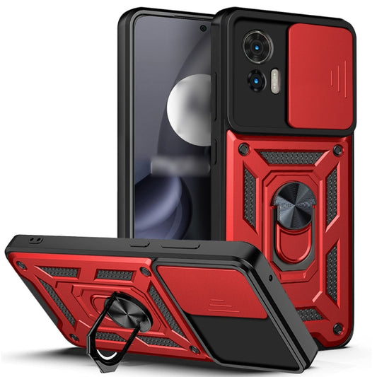 For Motorola Edge 30 Neo Sliding Camera Cover Design TPU+PC Phone Case(Red) - Motorola Cases by buy2fix | Online Shopping UK | buy2fix