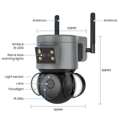 ST-429-4M-TY-4G 4MP 4G Smart Security Floodlight Camera Support Two-way Audio / Night Vision - Security by buy2fix | Online Shopping UK | buy2fix