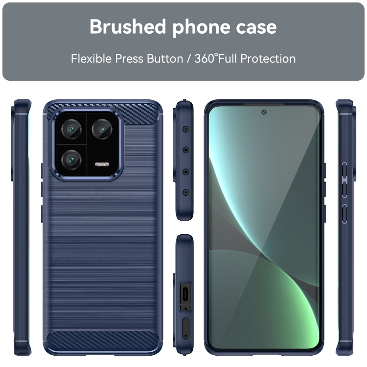 For Xiaomi 13 Pro Brushed Texture Carbon Fiber TPU Phone Case(Blue) - 13 Pro Cases by buy2fix | Online Shopping UK | buy2fix