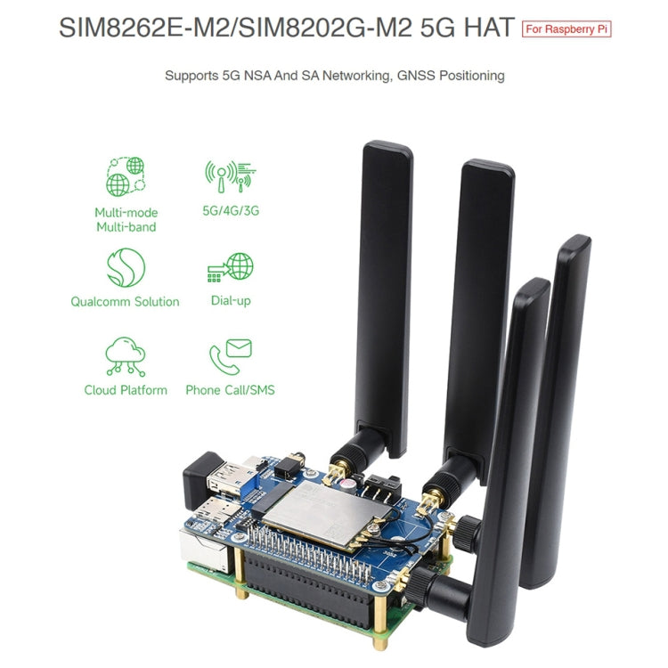 Waveshare SIM8262E-M2/SIM8202G-M2 5G HAT Multi-band For Raspberry Pi - Consumer Electronics by WAVESHARE | Online Shopping UK | buy2fix