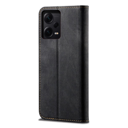 For Xiaomi Redmi Note 12 Pro+ China Denim Texture Leather Phone Case(Black) - Note 12 Pro+ Cases by buy2fix | Online Shopping UK | buy2fix