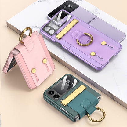 For Samsung Galaxy Z Flip4 GKK Ultrathin Shockproof Phone Case with Ring Holder / Wrist Strap(Pink) - Galaxy Z Flip4 5G Cases by GKK | Online Shopping UK | buy2fix