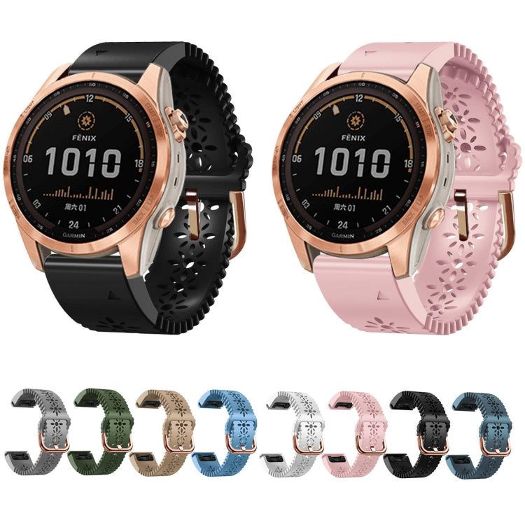 For Garmin Fenix 7S / 6S / 5S Quick Release Lace Silicone Watch Band(Pink) - Watch Bands by buy2fix | Online Shopping UK | buy2fix